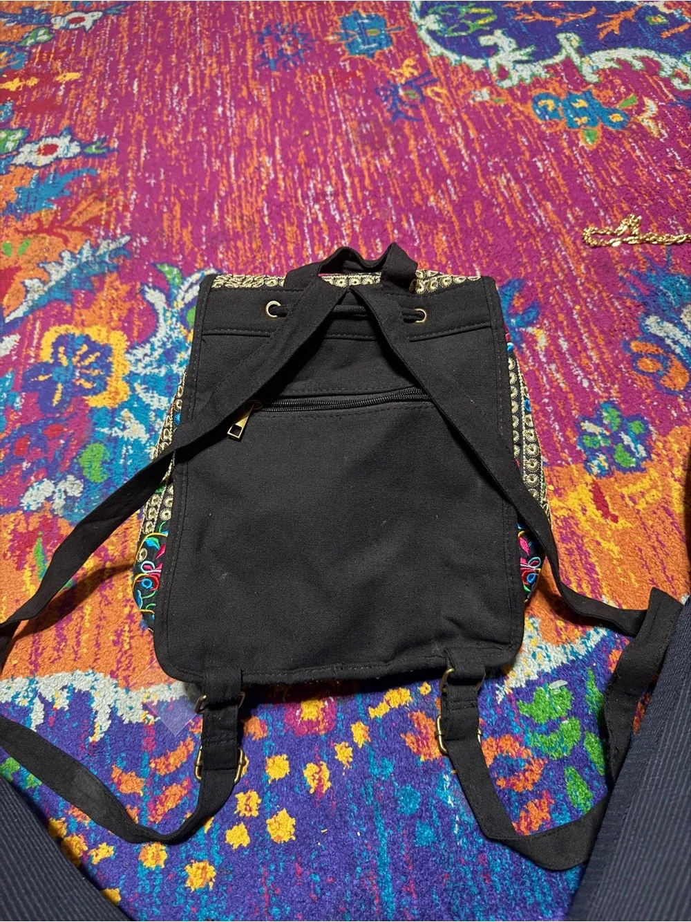 Embroidered Black Multi-Color Boho Shoulder Bag